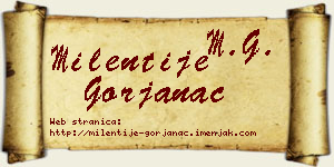 Milentije Gorjanac vizit kartica